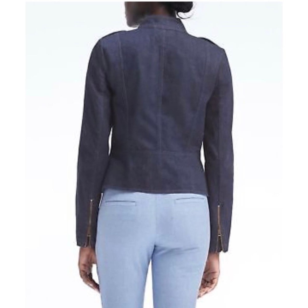 Banana Republic $168 Military NWT Dark Blue Denim Structured Jacket Large - Picture 2 of 9